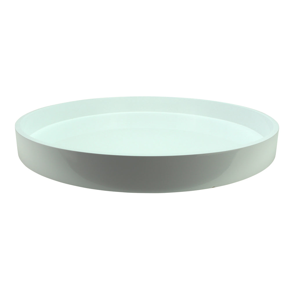 White Straight Sided Round Large Lacquered Tray 20"x20" by Addison Ross