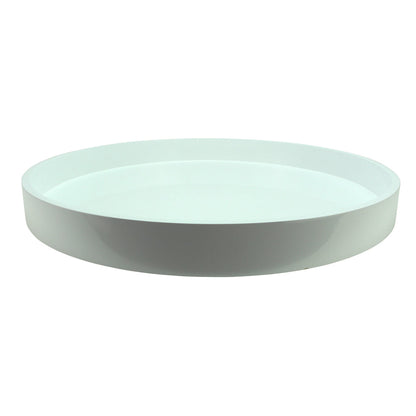 White Straight Sided Round Large Lacquered Tray 20"x20" by Addison Ross