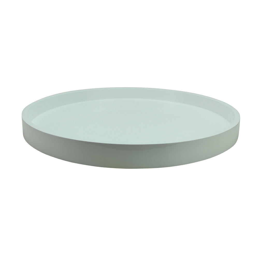 White Straight Sided Round Medium Lacquered Tray 16"x16" by Addison Ross