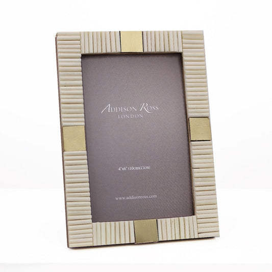 White Striped Bone Photo Frame 4"x6" by Addison Ross