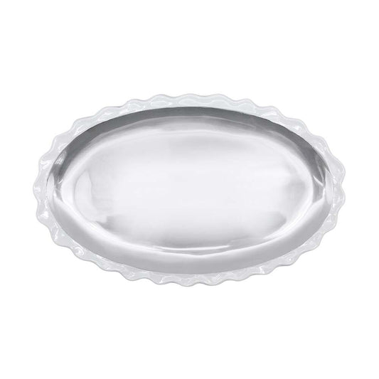 White Wavy Oval Platter by Mariposa