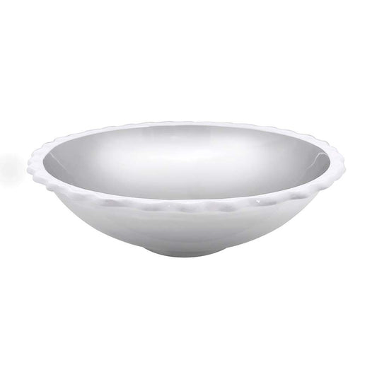 White Wavy Serving Bowl by Mariposa