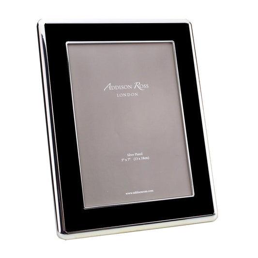 Wide Curved Black Enamel & Silver Picture Frame 30mm by Addison Ross