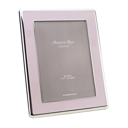 Wide Curved Pale Pink Enamel & Silver Picture Frame 30mm by Addison Ross