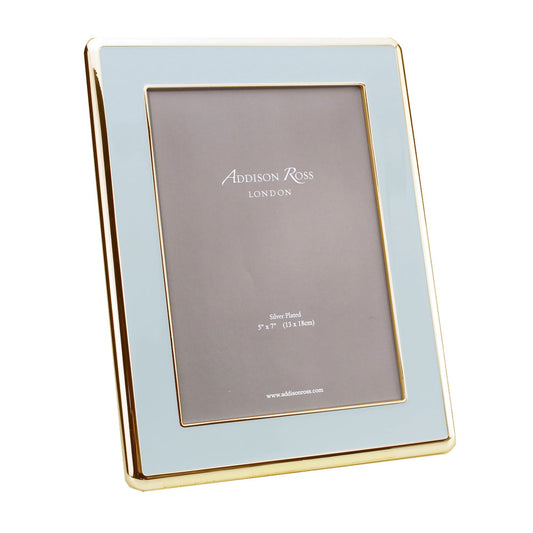 Wide Curved Powder Blue Enamel & Gold Picture Frame 30mm by Addison Ross