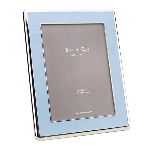 Wide Curved Powder Blue Enamel & Silver Picture Frame 30mm by Addison Ross