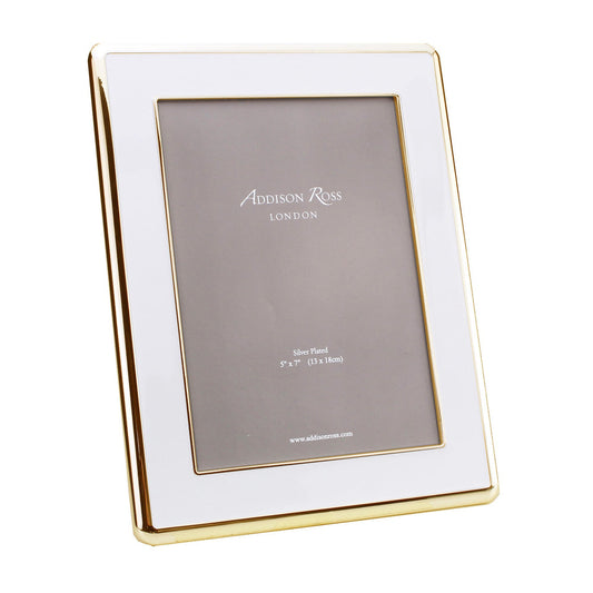 Wide Curved White Enamel & Gold Picture Frame 30mm by Addison Ross