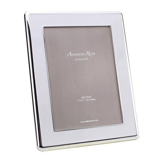 Wide Curved White Enamel & Silver Picture Frame 30mm by Addison Ross