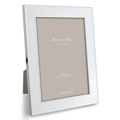 Wide Enamel White & Silver Picture Frame 24mm by Addison Ross
