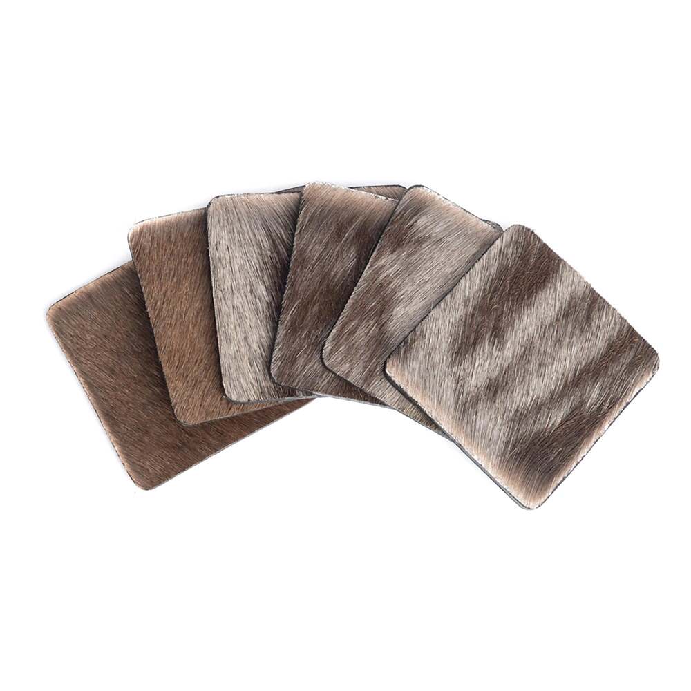 Wildebeest Hide Coasters with Tie set of 6 by Ngala Trading Company