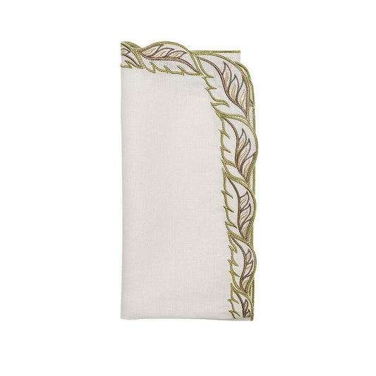 Winding Vines Napkin - Set of 4 White & Green by Kim Seybert 