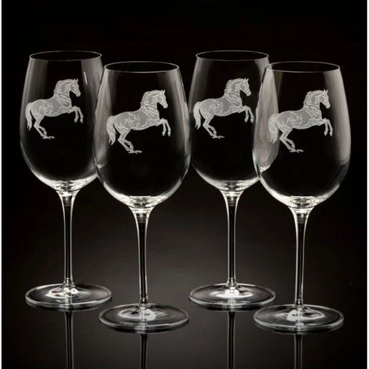 Wine Glasses (4) Rearing Horse by Julie Wear 