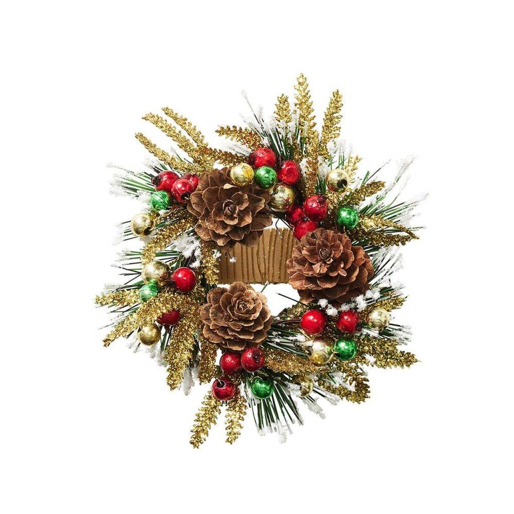 Winter Wreath Napkin Ring in Red - Green & Gold - Set of 4 by Kim Seybert 3