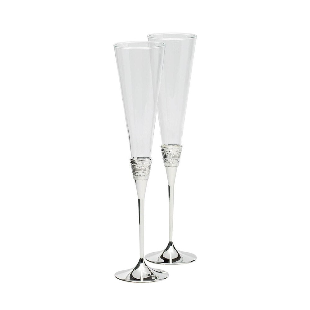 With Love Silver Toasting Flutes, Pair by Wedgwood