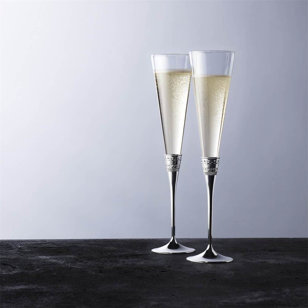 With Love Silver Toasting Flutes, Pair by Wedgwood Additional Image - 1