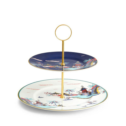 Wonderlust Blue Pagoda 2 Tier Cake Stand by Wedgwood
