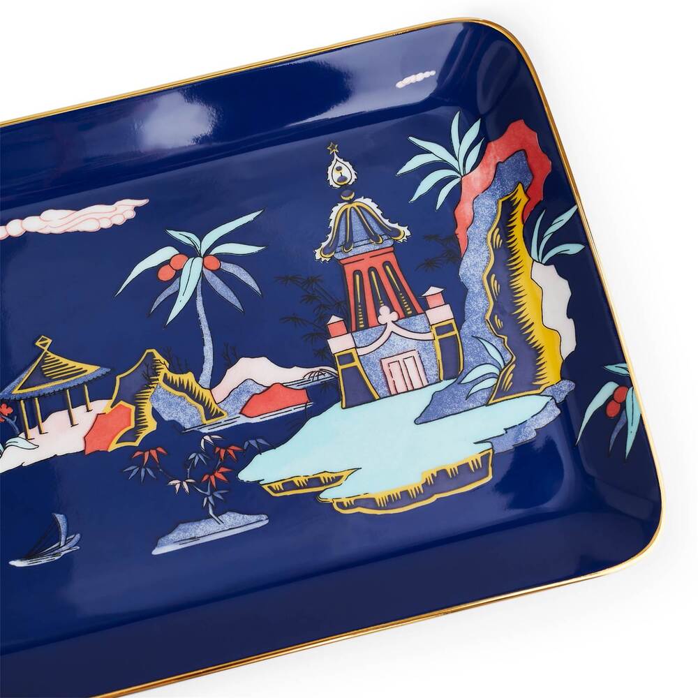 Wonderlust Blue Pagoda Sandwich Tray 34 cm by Wedgwood Additional Image - 1