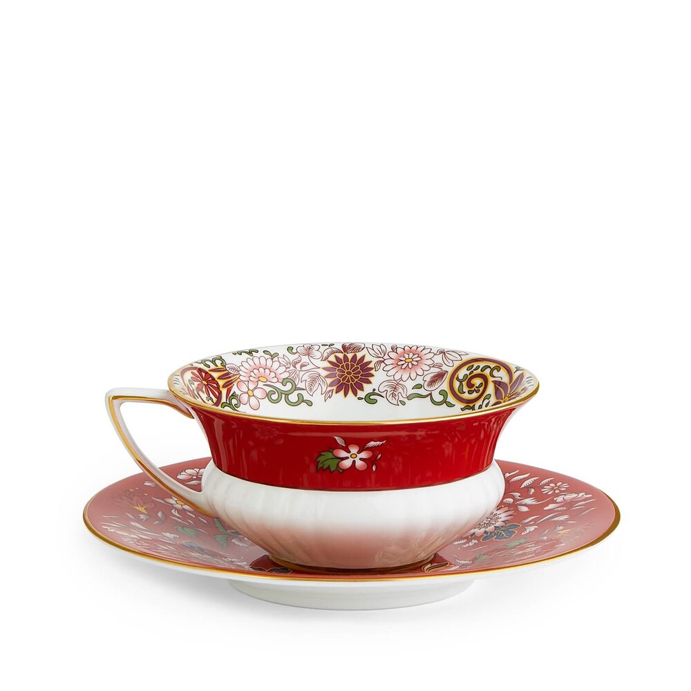 Wonderlust Crimson Orient Teacup And Saucer by Wedgwood Additional Image - 4