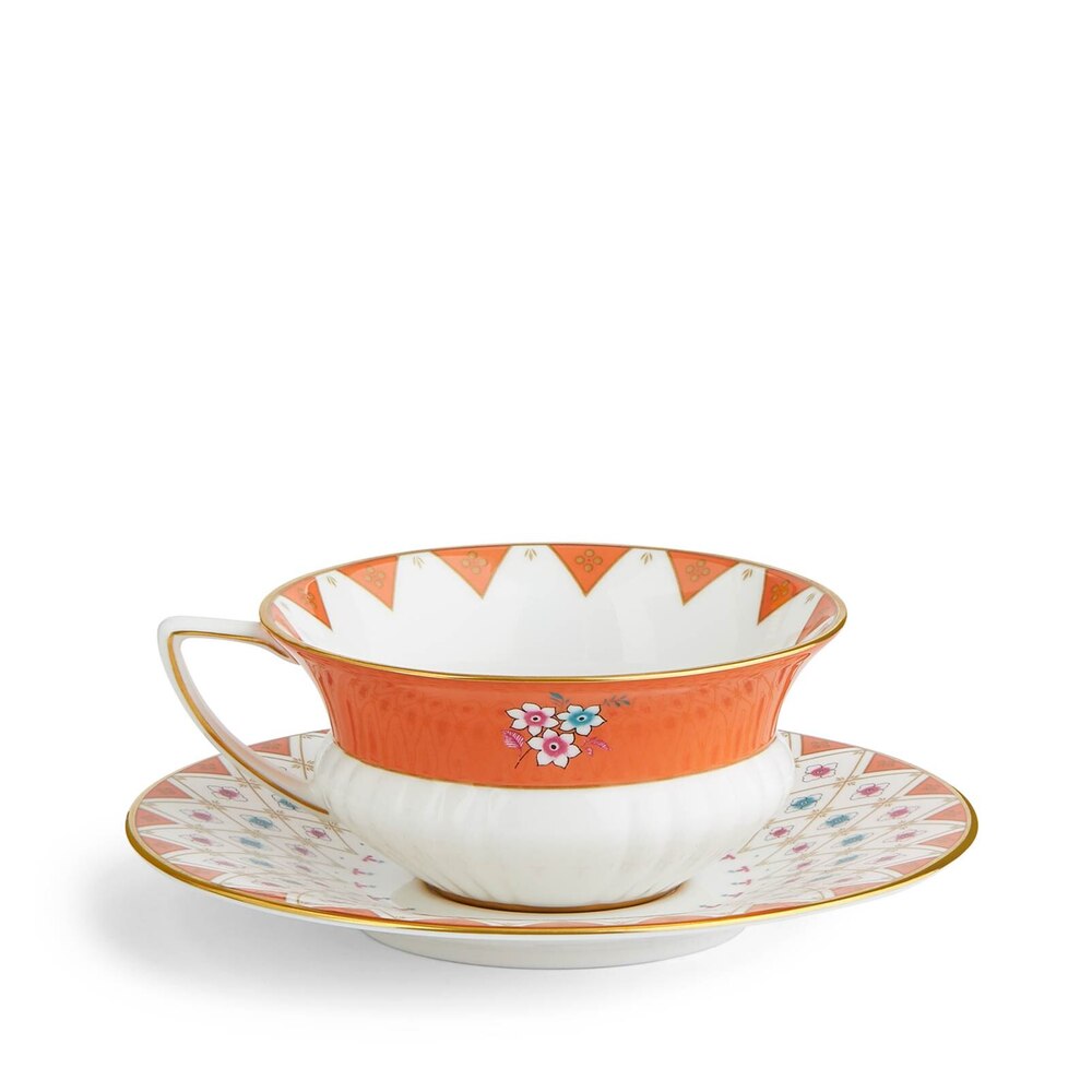 Wonderlust Peony Diamond Teacup And Saucer by Wedgwood Additional Image - 4