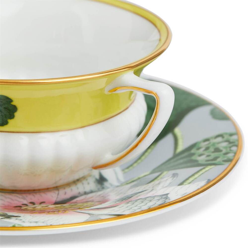 Wonderlust Waterlily Yellow and Green Teacup & Saucer by Wedgwood Additional Image - 2