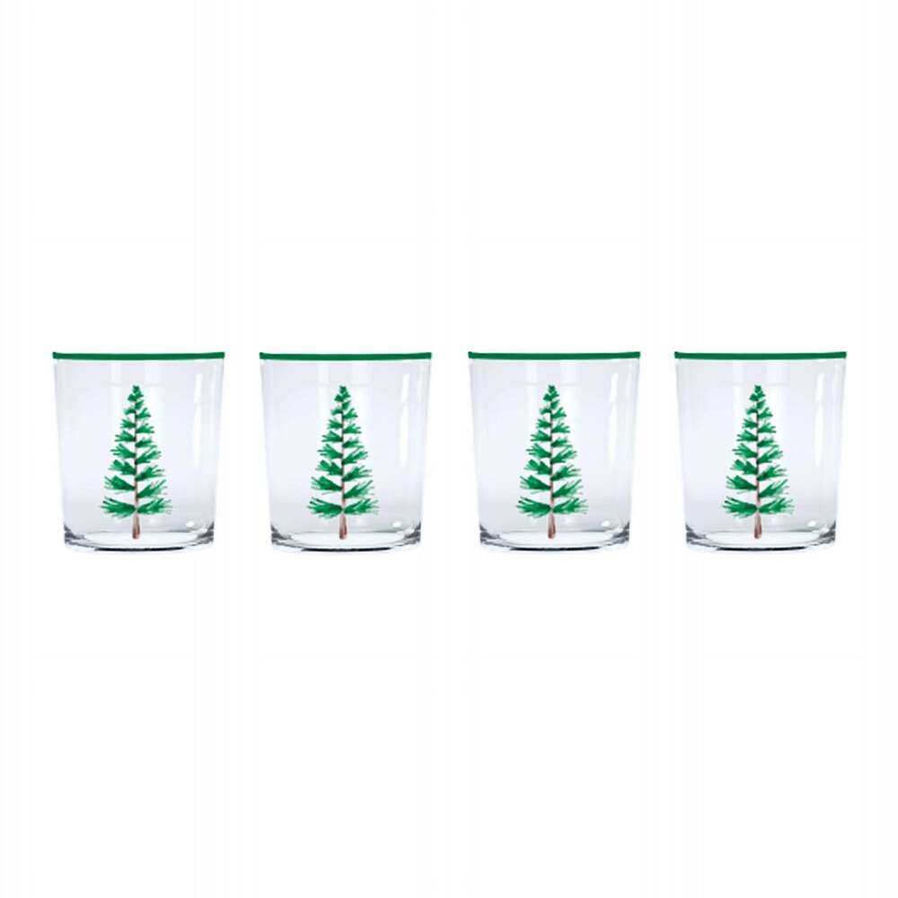 Woodland Trees Suite of 4 Double Old Fashion Glasses by Mariposa