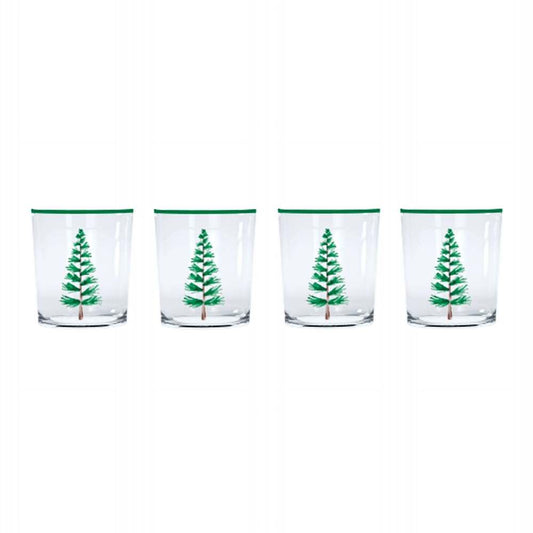 Woodland Trees Suite of 4 Double Old Fashion Glasses by Mariposa