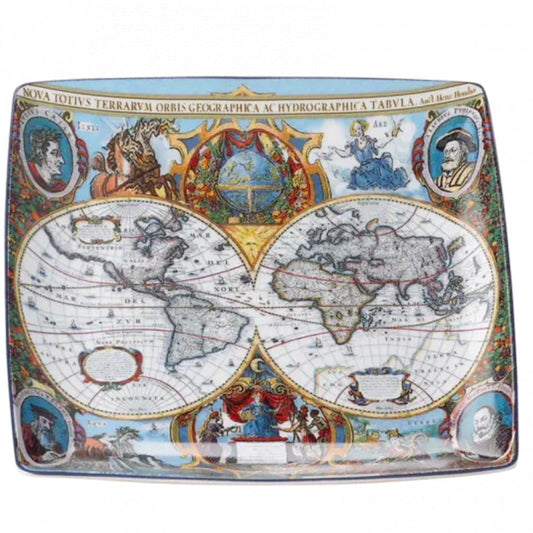 World Map Hondius Large Square Tray by Mottahedeh