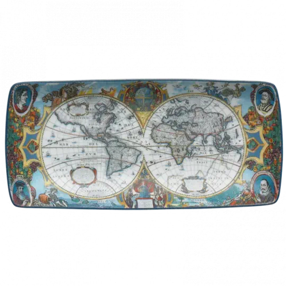 World Map Hondius Rectangular Tray by Mottahedeh