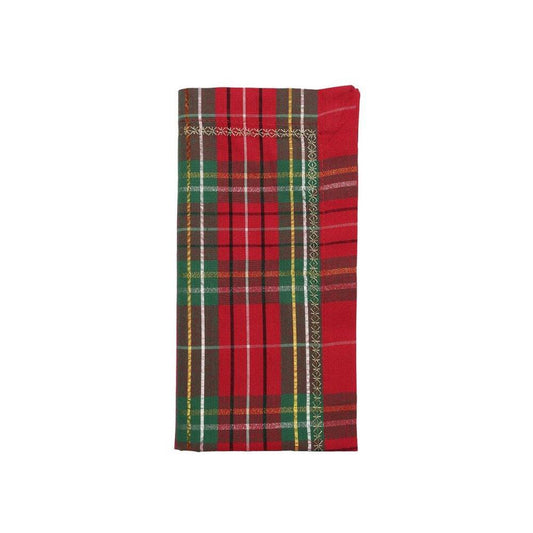 Xmas Plaid Napkin in Red - Green & Gold - Set of 4 by Kim Seybert 