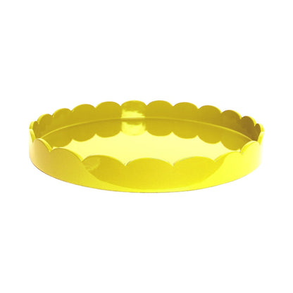 Yellow Round Medium Lacquered Scallop Tray 16"x16" by Addison Ross