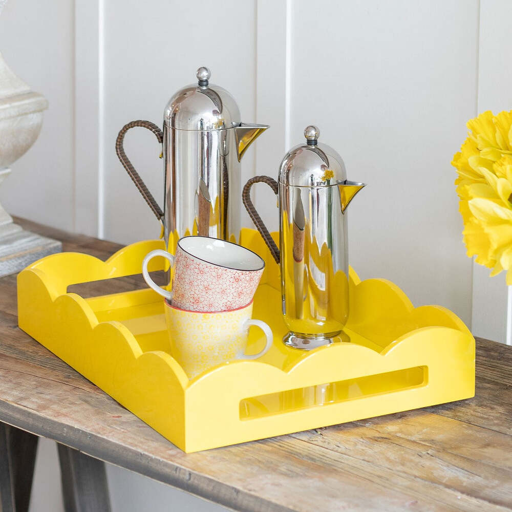 Yellow Scalloped Edge Tray 17"x13" by Addison Ross Additional Image-2