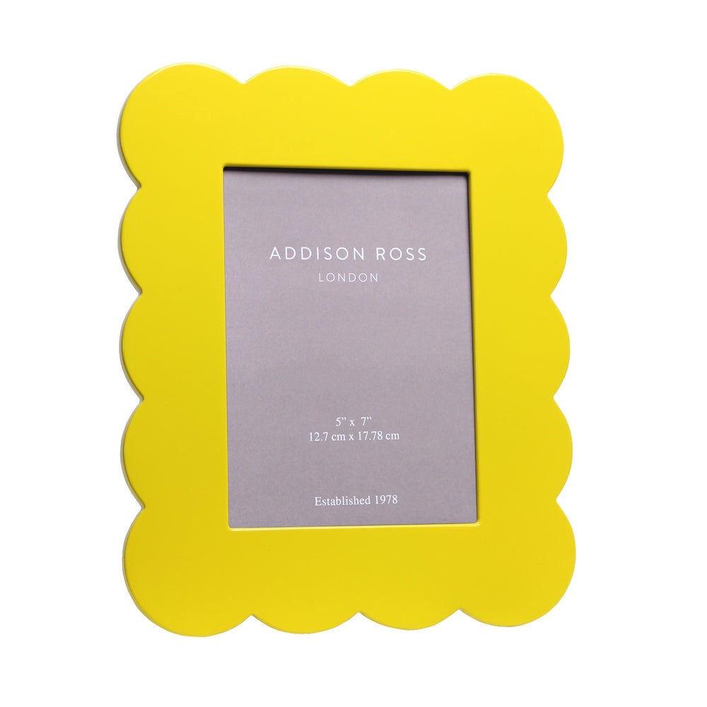 Yellow Scalloped Lacquer Photo Frame 5"x7" by Addison Ross