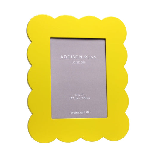 Yellow Scalloped Lacquer Photo Frame 5"x7" by Addison Ross