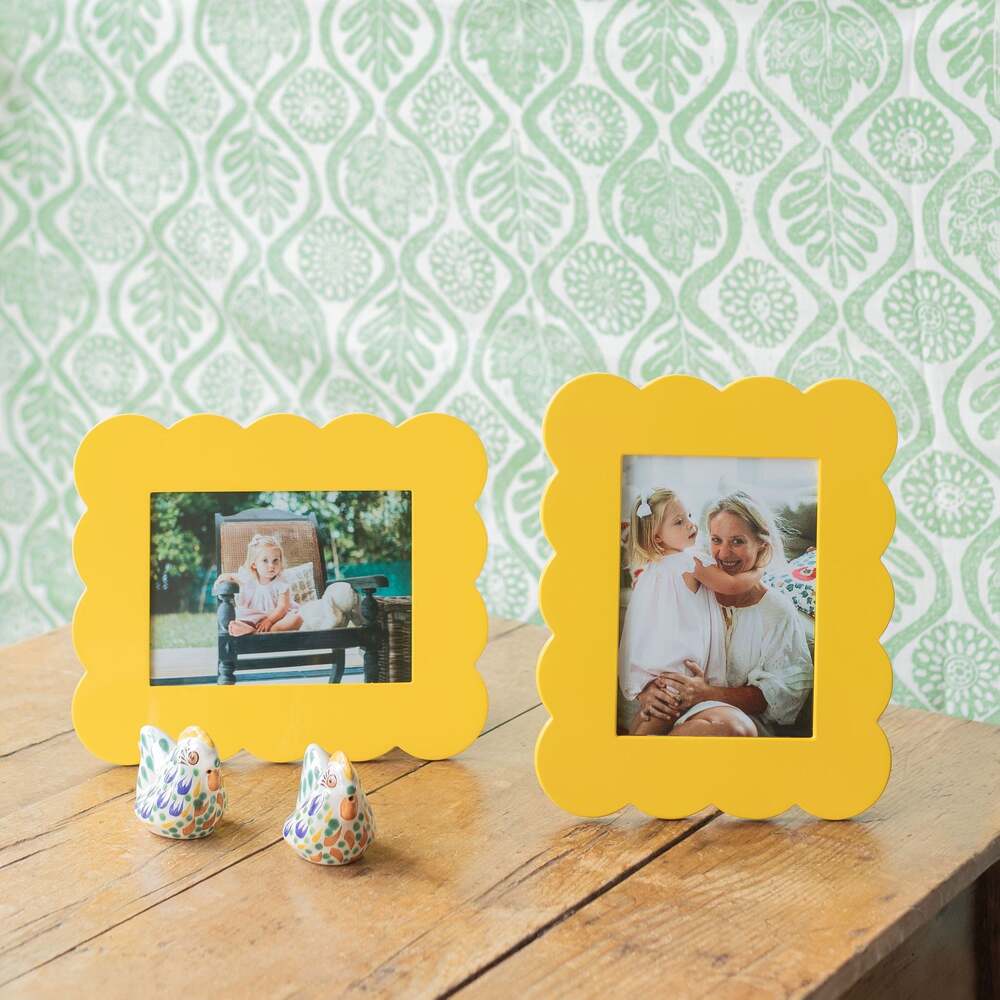 Yellow Scalloped Lacquer Photo Frame 5"x7" by Addison Ross Additional Image-2