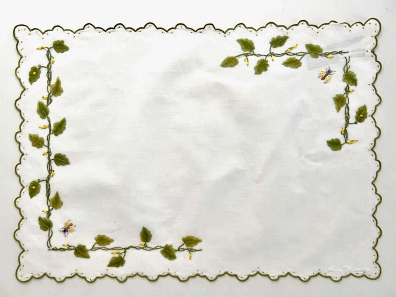 YPM2 - Hand Embroidered Placemat by Anna Weatherley