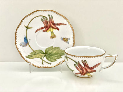 ZE64 - Red Columbine Flower Cup & Saucer by Anna Weatherley 1