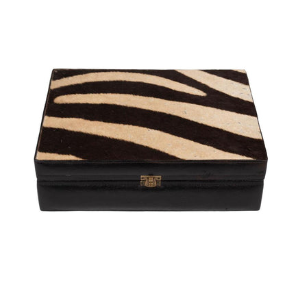 Zebra Hide & Leather Box by Ngala Trading Company