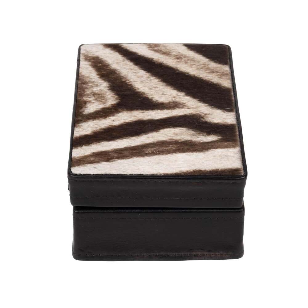 Zebra Hide & Leather Box by Ngala Trading Company Additional Image - 2