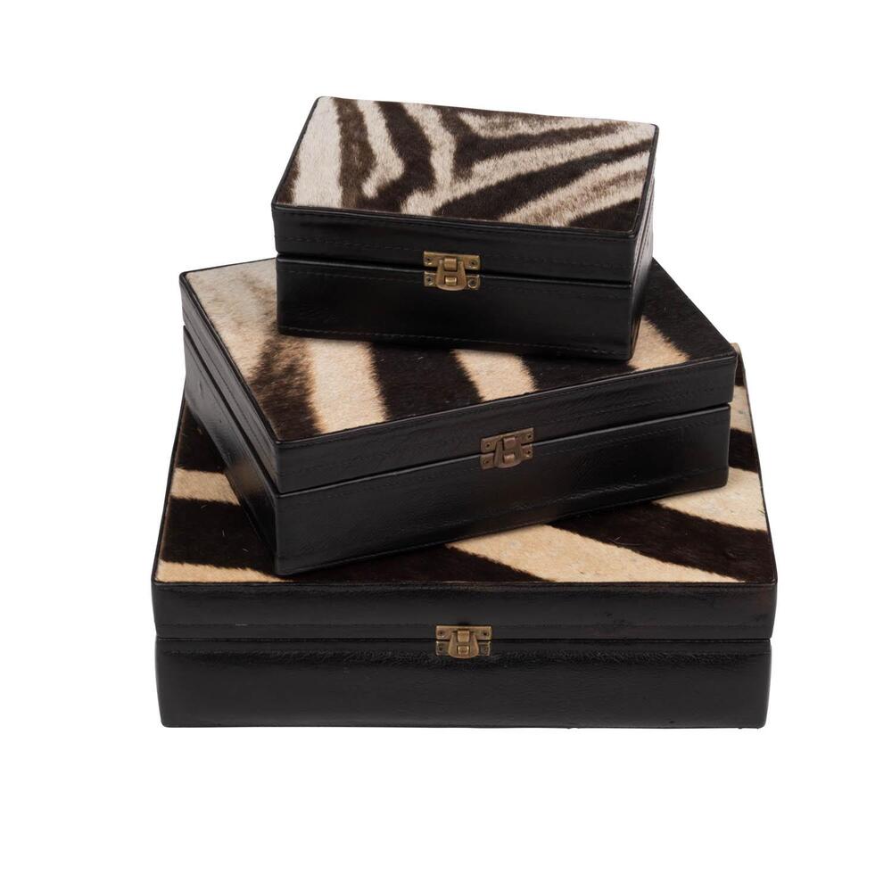 Zebra Hide & Leather Box by Ngala Trading Company Additional Image - 5
