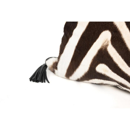 Zebra Hide Quarter Panel Pillow with Leather Trim by Ngala Trading Company Additional Image - 5