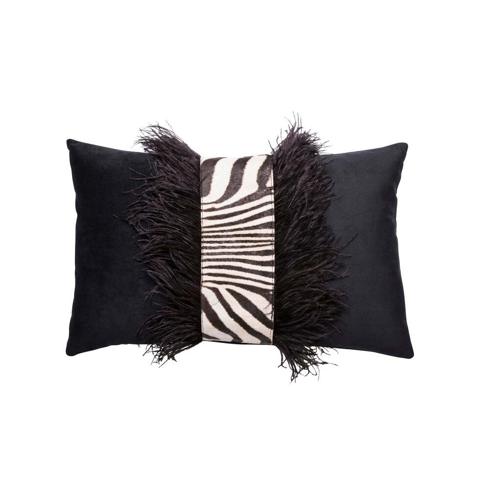 Zebra Hide with Ostrich Feather Trim by Ngala Trading Company