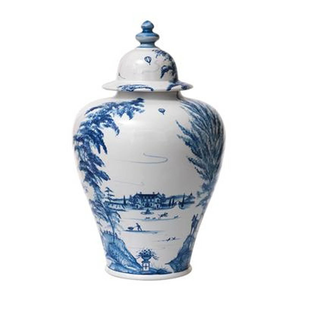 Country Estate Delft Blue Tall Lidded Ginger Jar by Juliska