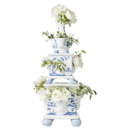 Country Estate Delft Blue Tulipiere Tower Set of Three Garden Follies by Juliska