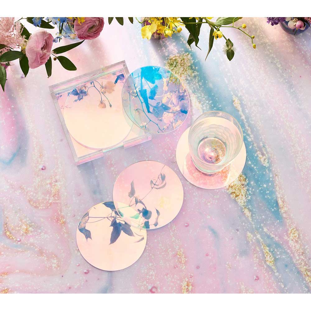 Luna Drink Coasters in Iridescent, Set of 6 in a Caddy by Kim Seybert Additional Image - 1