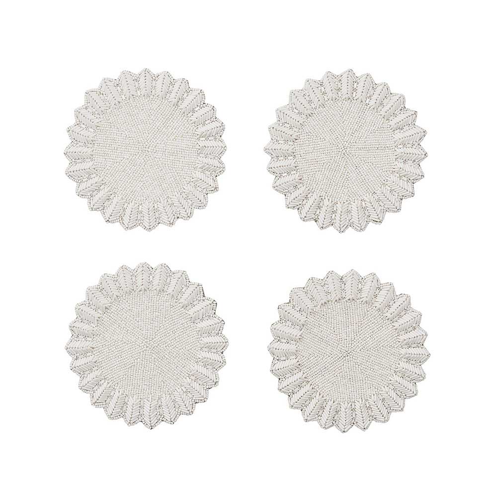 Lumina Coasters in White, Set of 4 in a Gift Bag by Kim Seybert