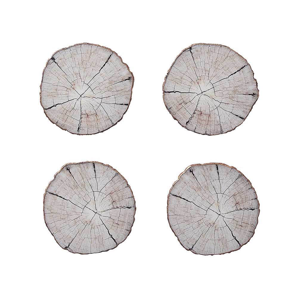 Birch Coasters in Ivory & Natural, Set of 4 in a Gift Box by Kim Seybert