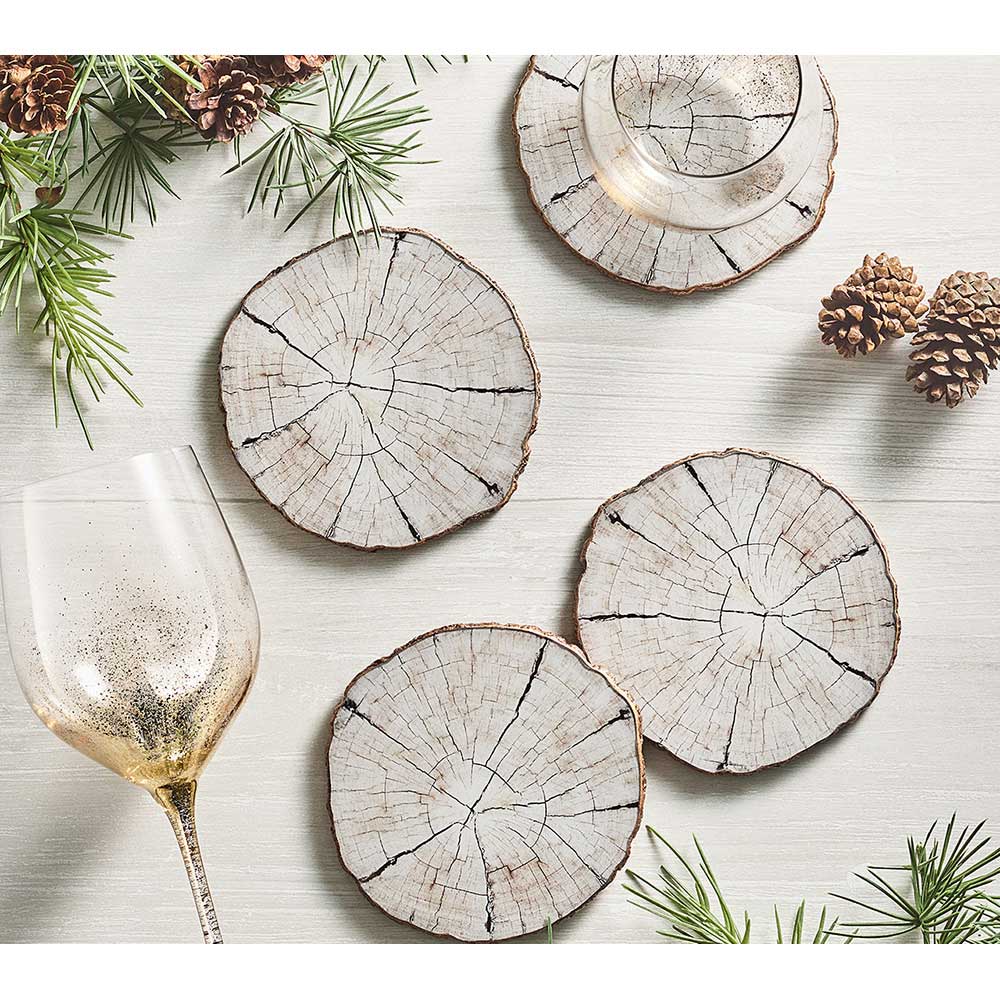Birch Coasters in Ivory & Natural, Set of 4 in a Gift Box by Kim Seybert Additional Image - 1