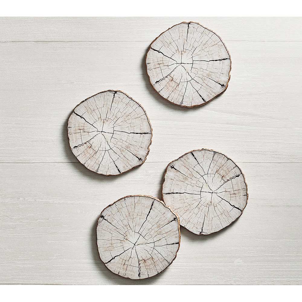 Birch Coasters in Ivory & Natural, Set of 4 in a Gift Box by Kim Seybert Additional Image - 2