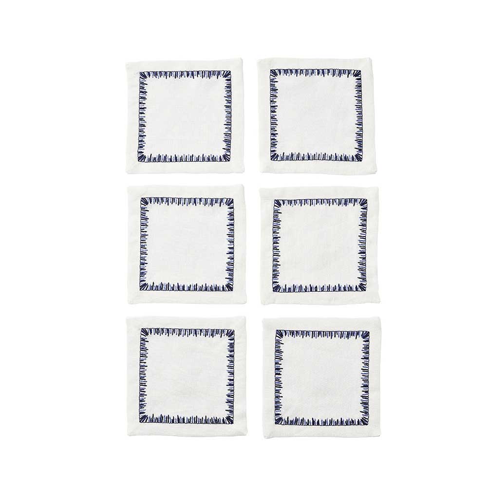Filament Cocktail Napkins in Navy, Set of 6 in a Gift Box by Kim Seybert Additional Image - 2