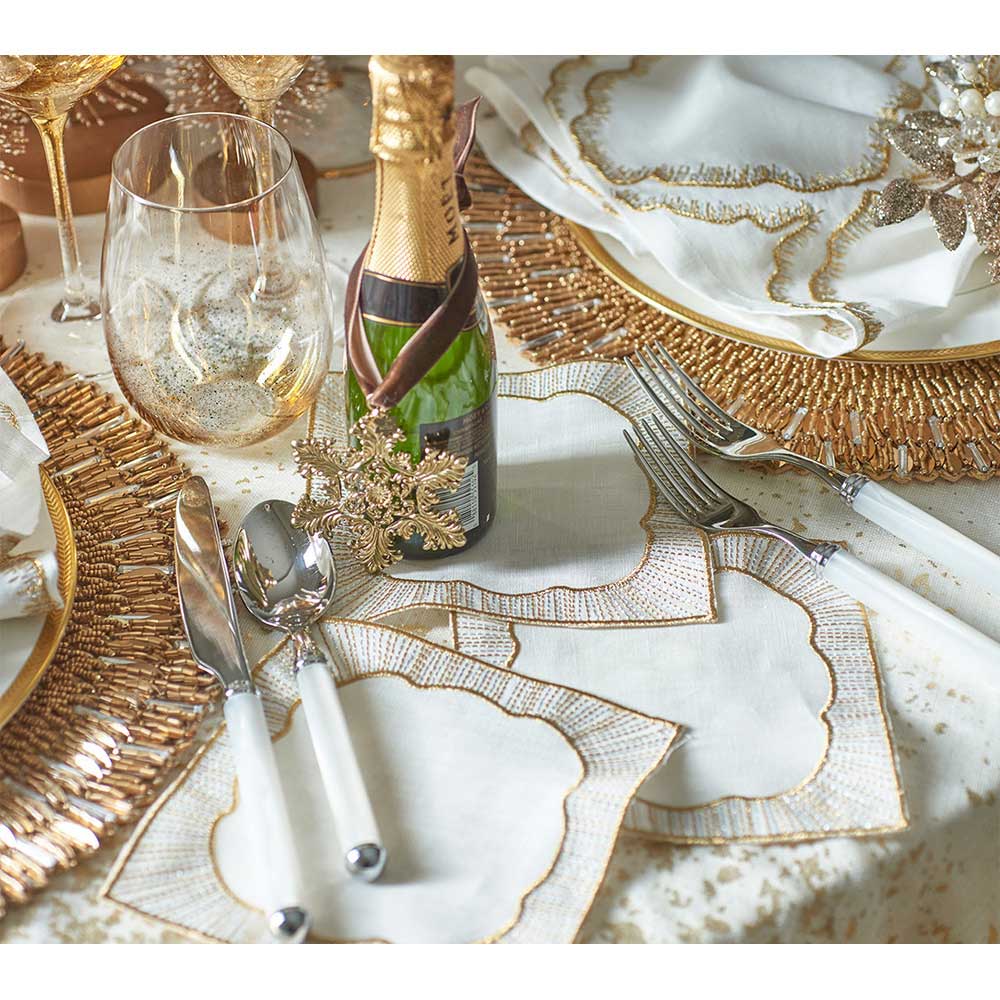 Frame Cocktail Napkins in White, Gold & Silver, Set of 6 in a Gift Box by Kim Seybert Additional Image - 2